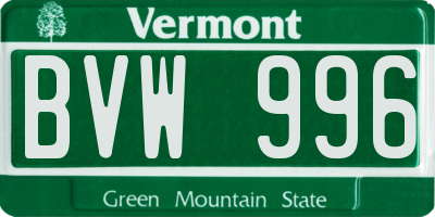 VT license plate BVW996