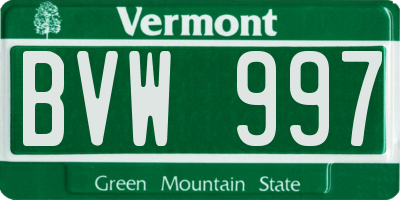 VT license plate BVW997
