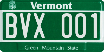 VT license plate BVX001
