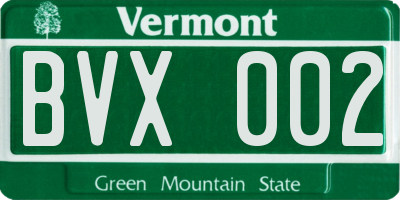 VT license plate BVX002