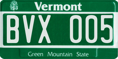 VT license plate BVX005