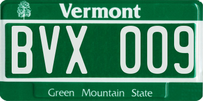 VT license plate BVX009