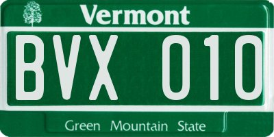 VT license plate BVX010