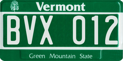 VT license plate BVX012