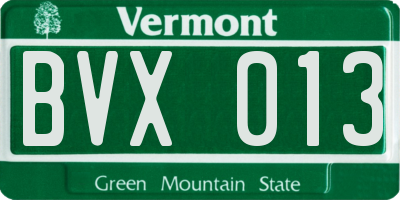 VT license plate BVX013