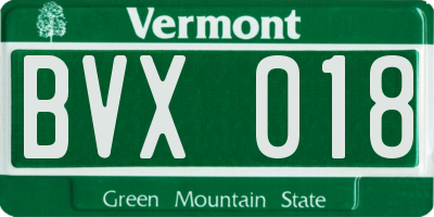 VT license plate BVX018