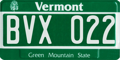 VT license plate BVX022