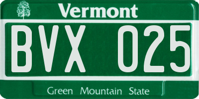 VT license plate BVX025