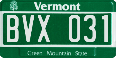 VT license plate BVX031