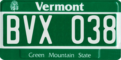 VT license plate BVX038