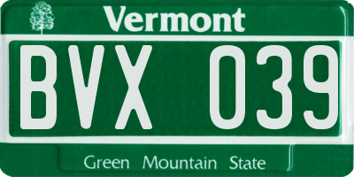 VT license plate BVX039