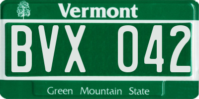 VT license plate BVX042