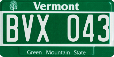 VT license plate BVX043