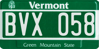 VT license plate BVX058