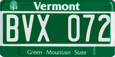 VT license plate BVX072