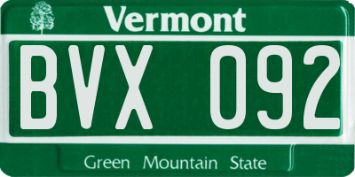 VT license plate BVX092
