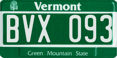 VT license plate BVX093