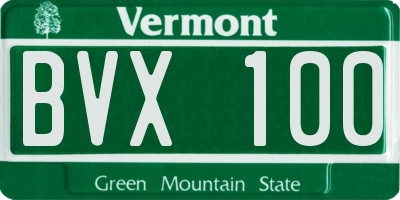 VT license plate BVX100