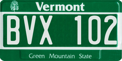 VT license plate BVX102