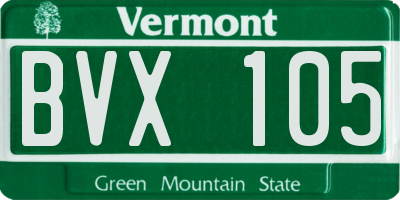 VT license plate BVX105