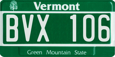 VT license plate BVX106