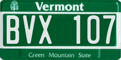 VT license plate BVX107