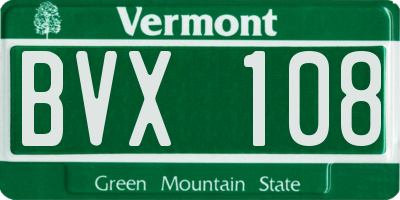 VT license plate BVX108