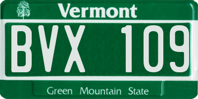 VT license plate BVX109