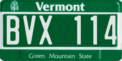 VT license plate BVX114