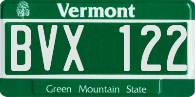 VT license plate BVX122