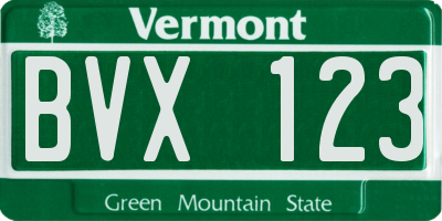VT license plate BVX123