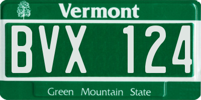 VT license plate BVX124