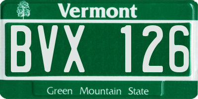 VT license plate BVX126