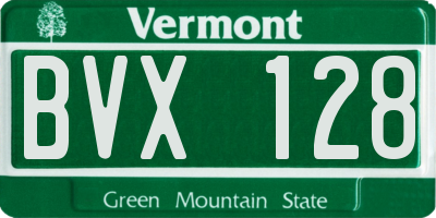 VT license plate BVX128