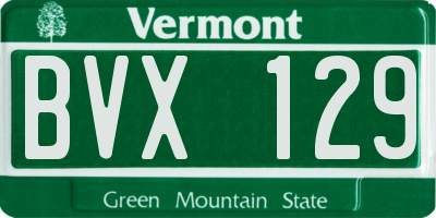 VT license plate BVX129