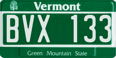 VT license plate BVX133