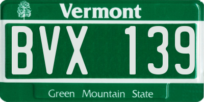 VT license plate BVX139