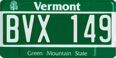 VT license plate BVX149