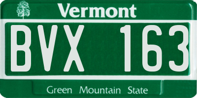 VT license plate BVX163