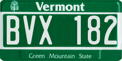 VT license plate BVX182