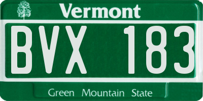 VT license plate BVX183