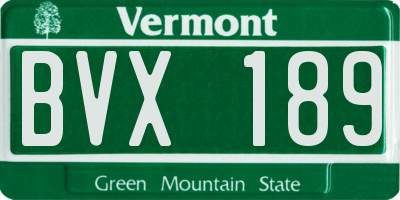 VT license plate BVX189