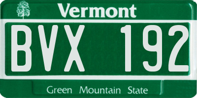 VT license plate BVX192