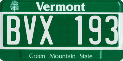 VT license plate BVX193