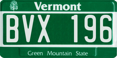 VT license plate BVX196