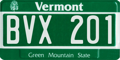 VT license plate BVX201