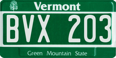 VT license plate BVX203