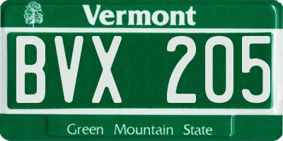 VT license plate BVX205