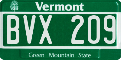 VT license plate BVX209