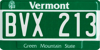 VT license plate BVX213